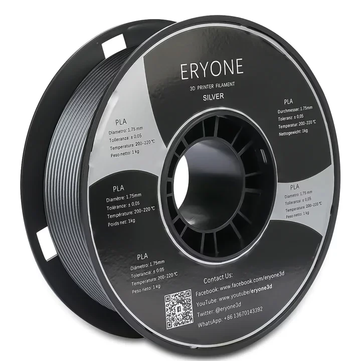 Пластик PLA філамент для 3Д друку ERYONE PLA Standard Silver 1кг/1,75 мм 200°C-220°C