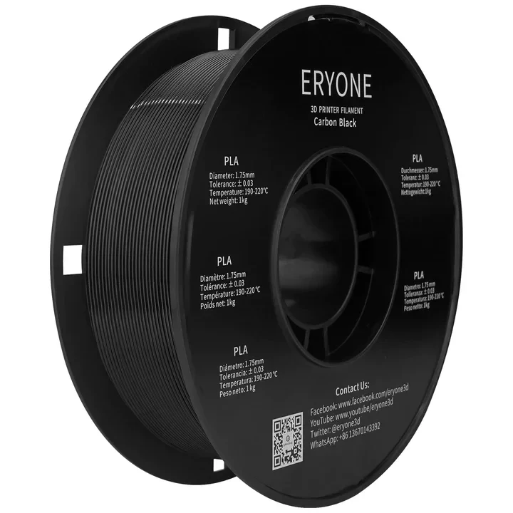 Пластик PLA філамент для 3Д друку ERYONE PLA Standard Carbon black 1кг/1,75 мм 200°C-220°C