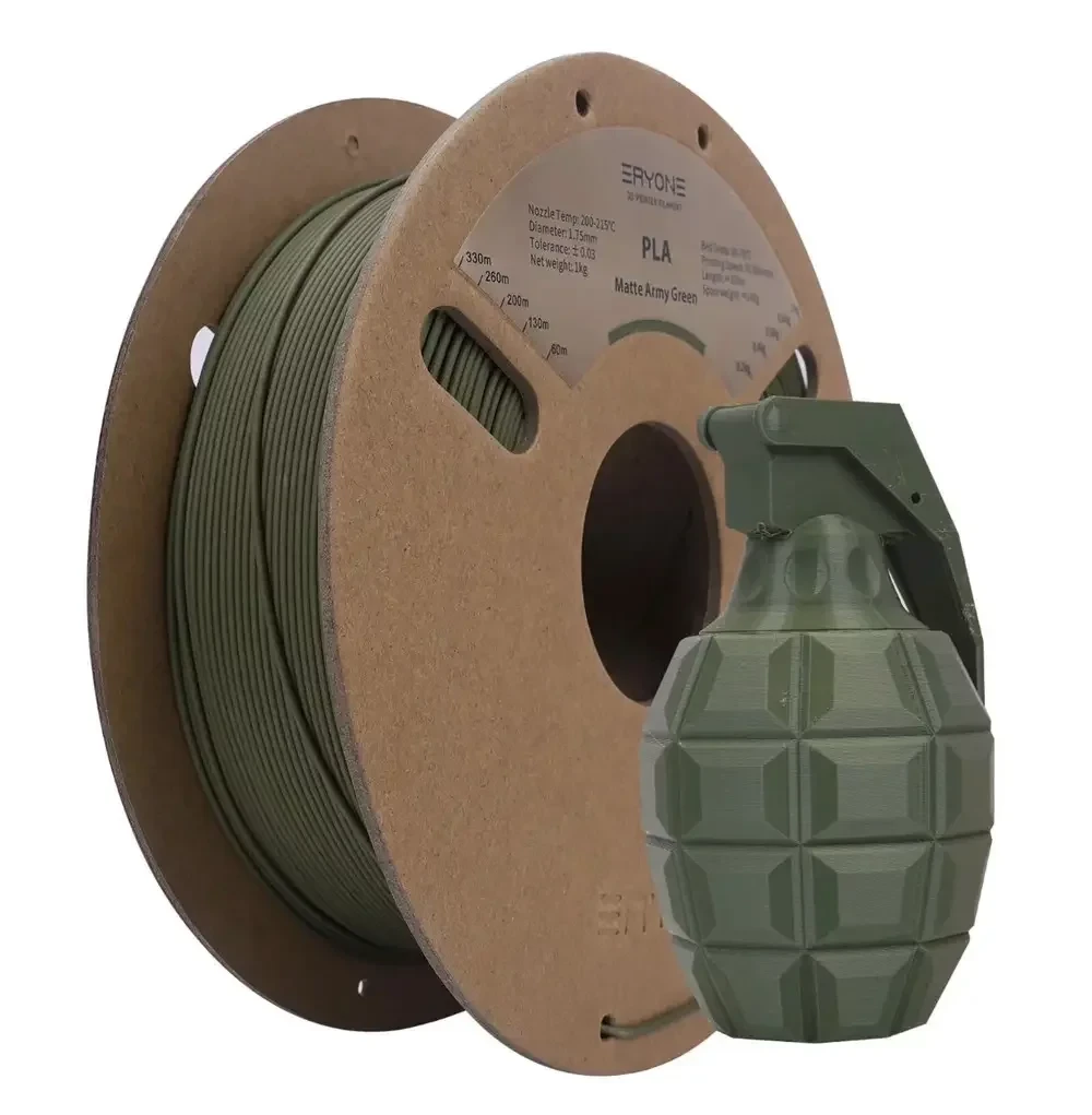 Пластик PLA філамент для 3Д друку ERYONE PLA Standard Army Green 1кг/1,75 мм 200°C-220°C