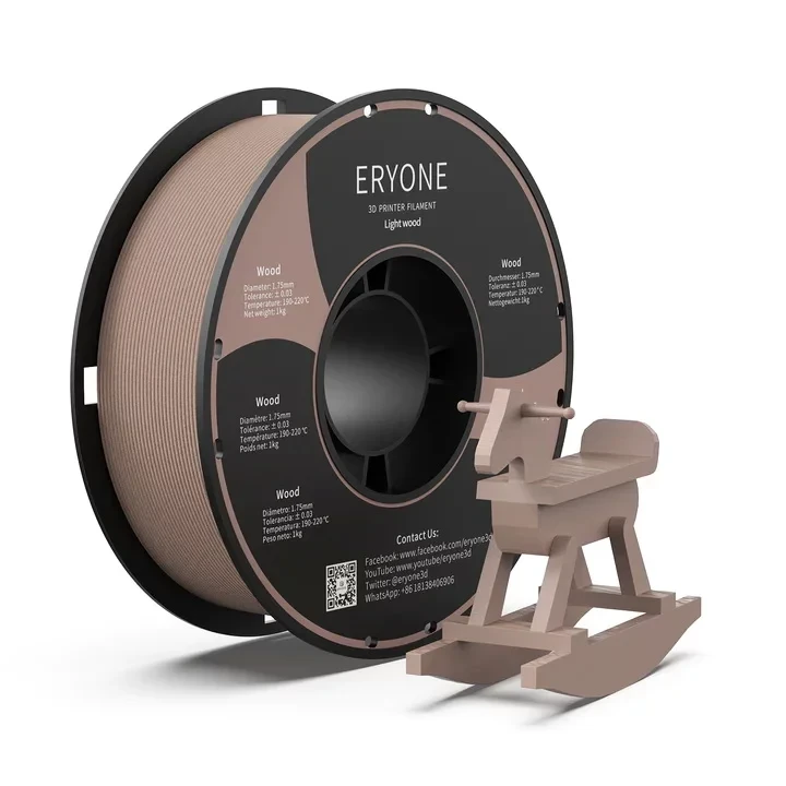 Пластик з Дерев'яними Домішками для 3Д друку ERYONE Wood PLA Light Wood 1кг/1,75 мм 200°C-220°C