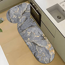 Комплект кухонних овальних килимків для кухні 2шт 0493-2 "Clean "Сірий мармур (1142)