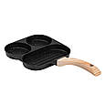 Сковорода квадратна порційна на 3 секції з антипригарним покриттям чорна Lugi, фото 6