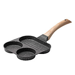 Сковорода квадратна порційна на 3 секції з антипригарним покриттям сіра Lugi