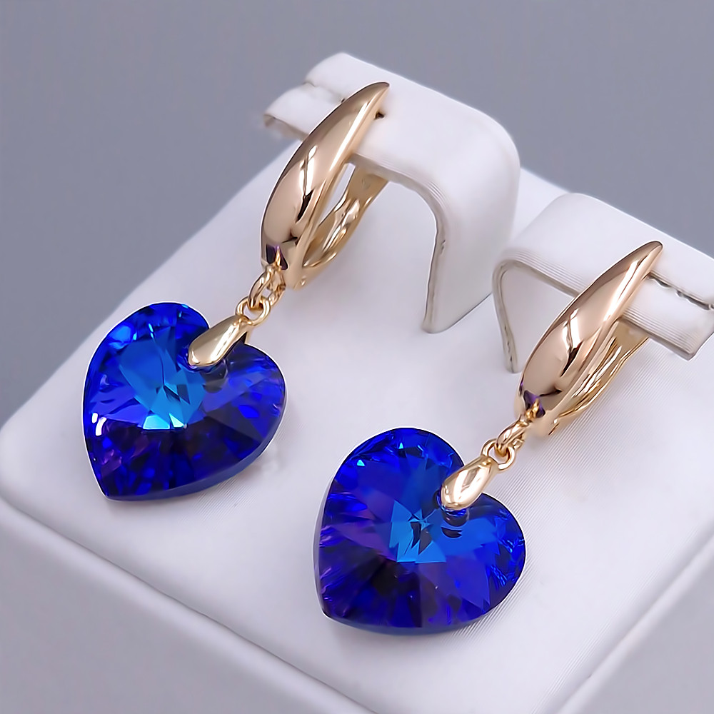 Сережки XР. Позолота 18К. Камені: Swarovski синій хамелеон. Довжина: 36 мм. Ширина: 14 мм.