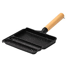 Сковорода прямокутна на 3 секції пательня з антипригарним покриттям чорна Lugi