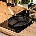 Сковорода гриль Ø 25 см на три секції з антипригарним покриттям пательня кругла чорна Lugi, фото 6