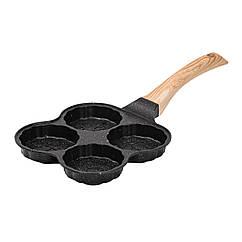 Сковорода для оладок, яєць, панкейків порційна на 4 секції пательня антипригарна Lugi