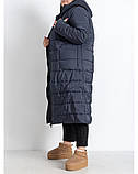 Зимовий пуховик для жінки, батальна зимова куртка пальто на овчині, з капюшоном, великі розміри, синій, 48 - 60, фото 6