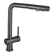 Змішувач для кухні Qtap Rozcesti з висувним виливом з під'єднанням для питної води QTROZ367GMB45942 Gunmetal Black PVD