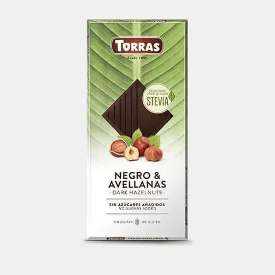 Шоколад чорний без цукру та глютену з фундуком Torras Stevia 125 г, фото 1