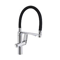 Змішувач для кухні Qtap Vlasta New з гнучким виливом з під'єднанням для питної води QTVLA364CRM45648 Chrome