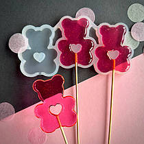 Силіконовий молд для льодяників "Ведмедик із серцем"