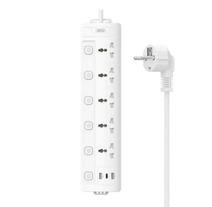 Мережевий фільтр подовжувач XO WL19 / 5 універсальних розеток + 1*Type-C / 2*USB (18W) / довжина кабелю 2м (white)