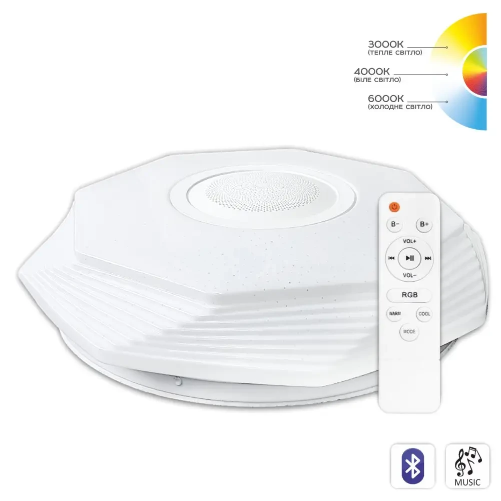 Світильник світлодіодний Biom SMART SML-R46-70-M-RGB 3000-6000K 70Вт з д/к муз. BT APP, фото 1