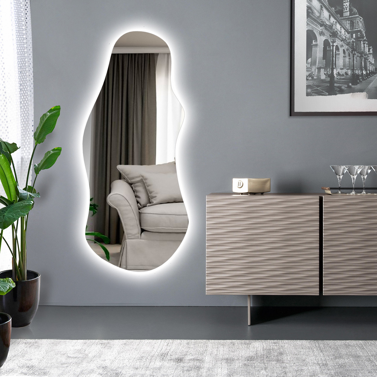 Асиметричне безрамне дзеркало з Led підсвіткою