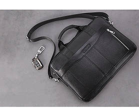 Чоловічий портфель із натуральної шкіри Шкіряний портфель чоловічий Сумка-портфель чоловічий для ноутбука Чорний