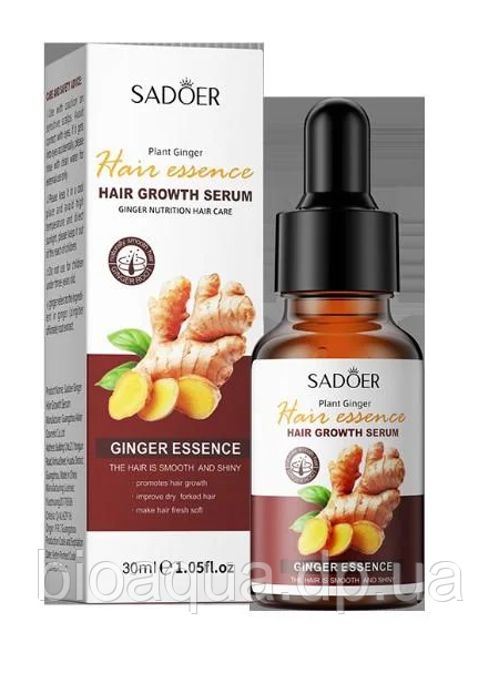 Прим'ята коробка!  Сироватка- олія  з екстрактом  імбиру для  росту волосся Sadoer, 30 мл