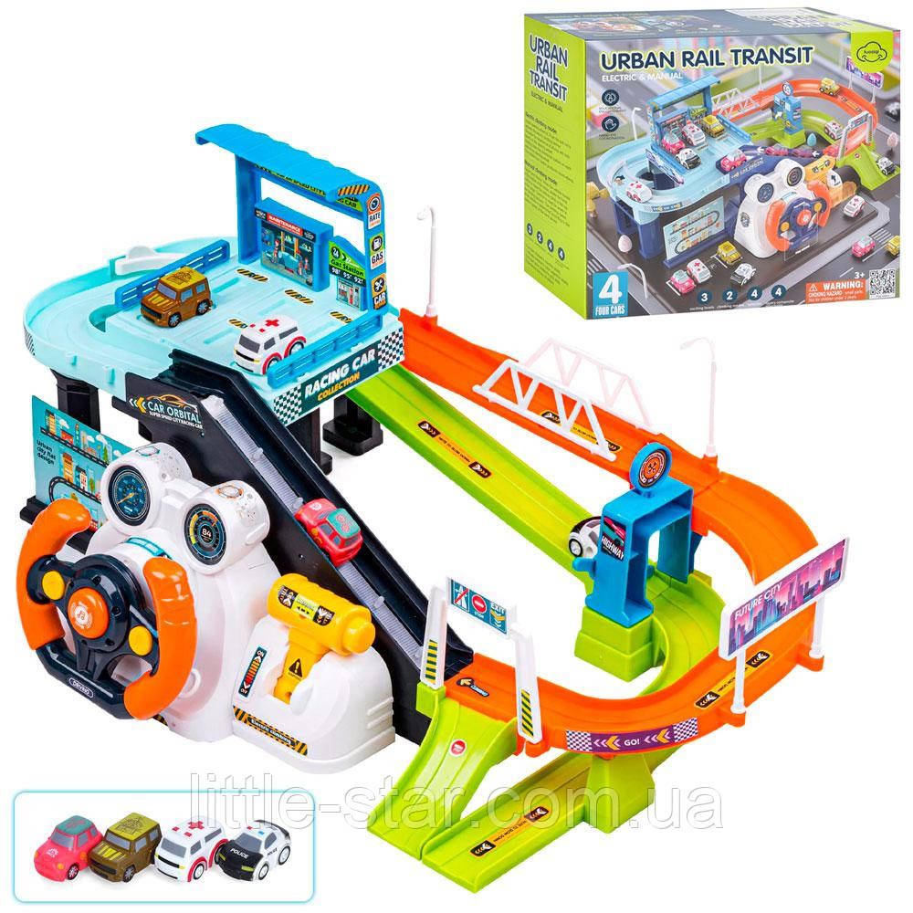 Парковка гараж 2в1, 2 режима- електро та механіка, 4 машинки, звук