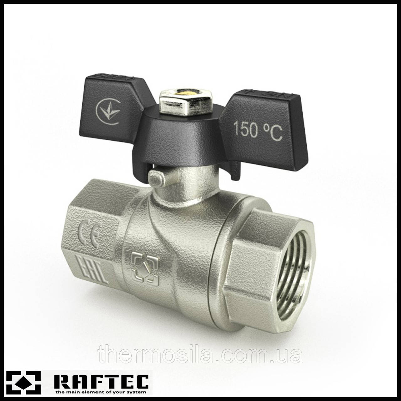 Кран кульовий в/в (чорний метелик) Raftec 1/2", фото 1