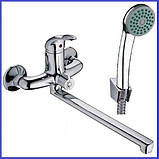 Змішувач для ванни ЛАТУННИЙ Champion Premiere 006 Euro (CH0273) (CH0227) з довгим поворотним носом з душем, фото 3