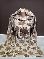 Піжама для дівчинки Принцеса осені 13-18 років Бежевий Тепла піжама з капюшоном Турецька піжама для дівчинки