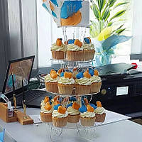 Подставка для капкейков и торта, акрил 3мм, 4 яруса (диаметр13-18-23-28) межярусами 12см