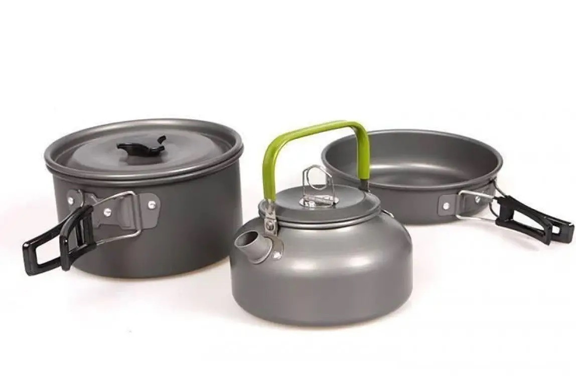 Комплект туристичного металевого посуду Cooking Set DS-308 для походів та кемпінгу