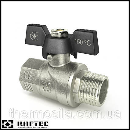 Кран кульовий з/в (чорний метелик) Raftec 1"