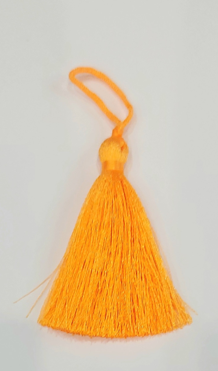 Пензлик Пензлик декоративний текстильний Кит'я шовк мала 7 см Оранжевий пастельний