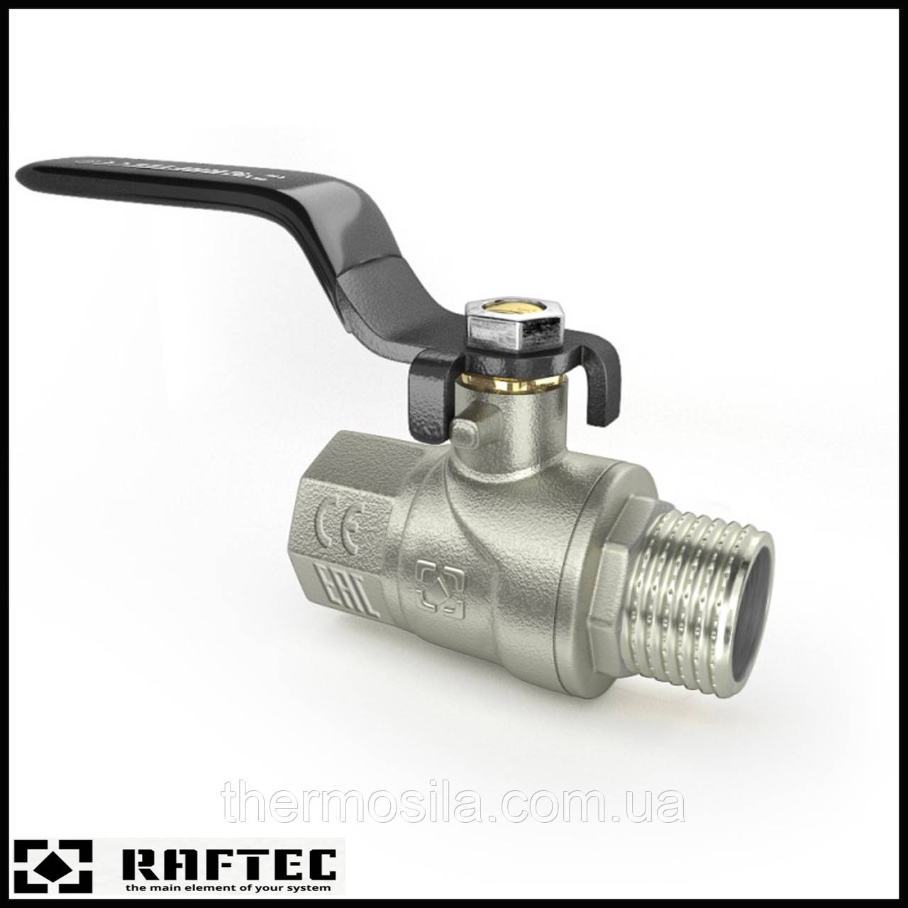 Кран кульовий в/з (чорна ручка) Raftec 1"