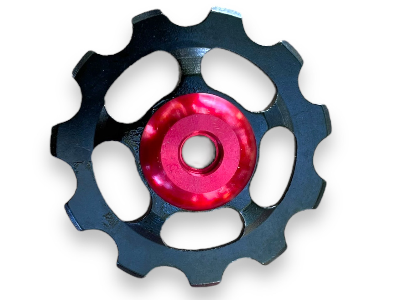 Ролик / зірочка алюмінієвий 11Т на промпідшипнику для задньої перекидки перемикача чорний, фото 1