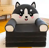 М'яке крісло дитяче Єнот 50 см, плюшеве м'яке крісло для дітей, Сірий