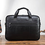 Чоловічий портфель із натуральної шкіри Шкіряний портфель чоловічий Сумка-портфель чоловічий для ноутбука Чорний, фото 5
