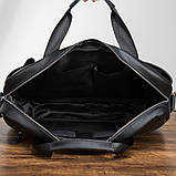 Чоловічий портфель із натуральної шкіри Шкіряний портфель чоловічий Сумка-портфель чоловічий для ноутбука Чорний, фото 6