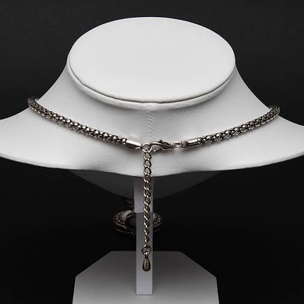 Кольє довге в стилі боххо кулон квадратний зі сріблястими візерунками й елементами коралові камені довжина 65 см, фото 2