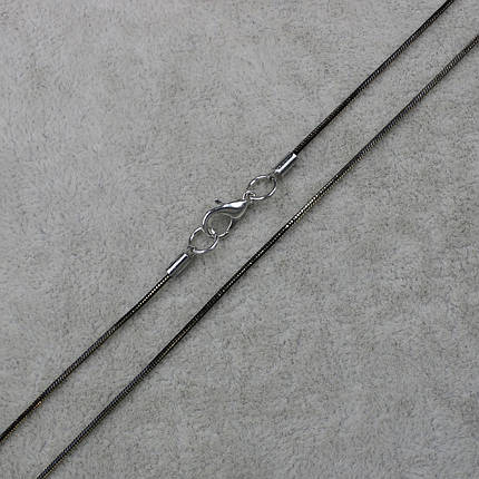 Колье длинное двухслойное на металлической золотисто чёрной цепочке с серыми кристаллами длина 75-85 см, фото 3