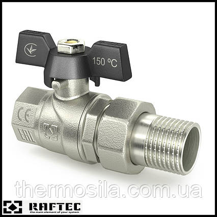 Кран кульовий з американкою (чорний метелик) Raftec 3/4"