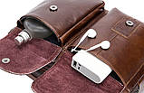 Чоловіча сумка через плече Натуральня шкіра Барсетка Чоловіча шкіряна сумка для документів планшет Коричнева, фото 5