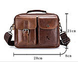 Чоловіча сумка через плече Натуральня шкіра Барсетка Чоловіча шкіряна сумка для документів планшет Коричнева, фото 7