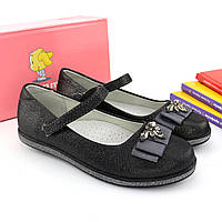 Туфлі для дівчинки в школу сірі з липучками тм Том.м