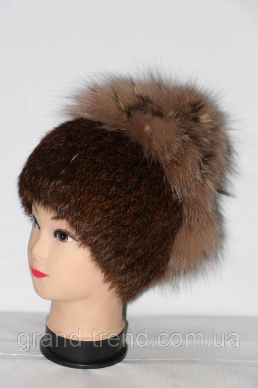 Женская меховая шапка-кубанка (мех кролика) - фото 6 - id-p437579116