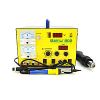 TU  TU Паяльная станция BAKKU BK-909 цифровая индикация, паяльник + фен, с встроен. БП 0-15В 1А (320*298*238) 4,8 кг