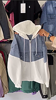 Подовжена жіноча повсякденна оверсайз вітровка. .Осіння двокольорова кофта на блискавці, з плащівки + підкладка