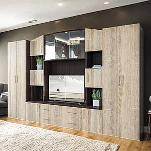 Стінка у вітальню Фабіана сучасні модульні стінки для вітальні під телевізор з шафою модульна вітальня з ДСП вітрина