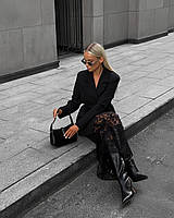 Черная гипюровая длинная юбка.Кружевная макси юбка с подкладкой.Базовая летняя юбка на резинке,размер 42-46