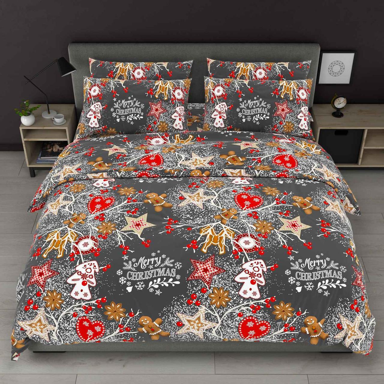 Наволочка на блискавці 70х70 (Бязь) | Від виробника "Королева Ночі" | Різдвяна абстракція на темному, фото 1