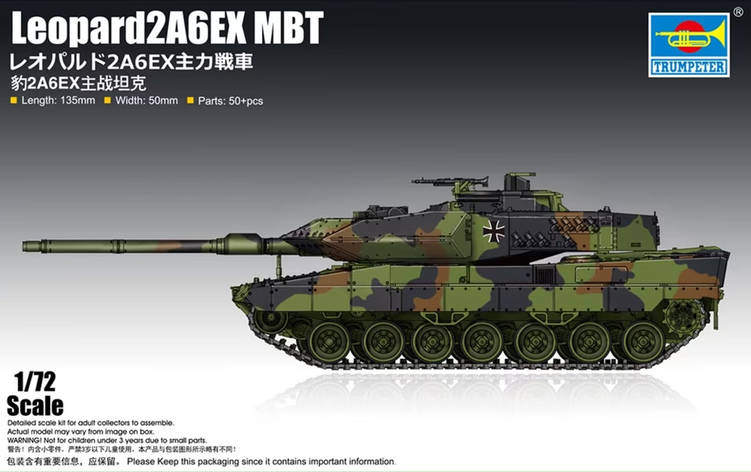 Leopard 2A6EX. Збірна модель німецького танка у масштабі 1/72. TRUMPETER 07192, фото 1