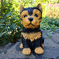 Садова фігура Цуценя йорка, кольорове (16х10х14 см), садові фігури з полістоуну, садові статуетки