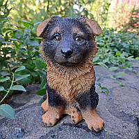 Садова фігура Цуценя вівчарки, кольорове (16х12х14 см), садові фігури з полістоуну, садові статуетки