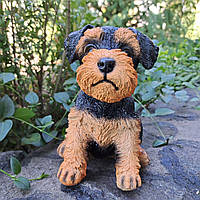 Садова фігура Цуценя ерделя, кольорове (17х12х15 см), садові фігури з полістоуну, садові статуетки